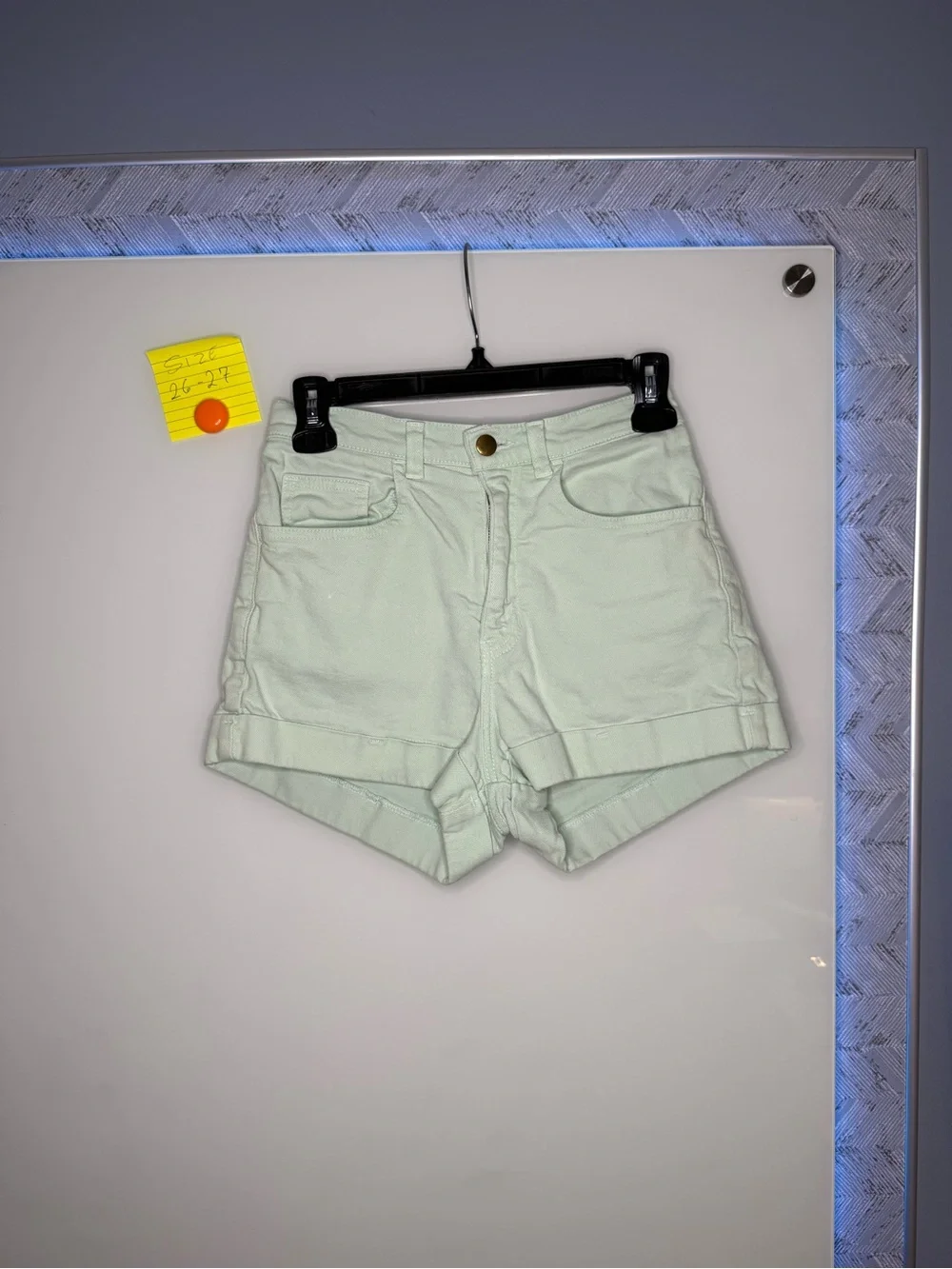 Women’s Mint Green High-Rise Cuffed Shorts